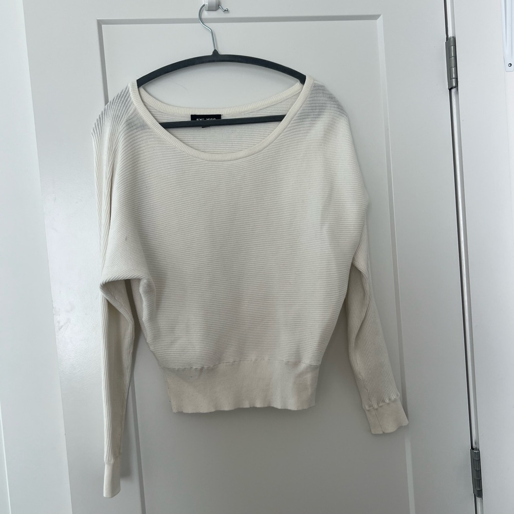 Express Cream Crew Neck Sweater Soft Knit Versatile